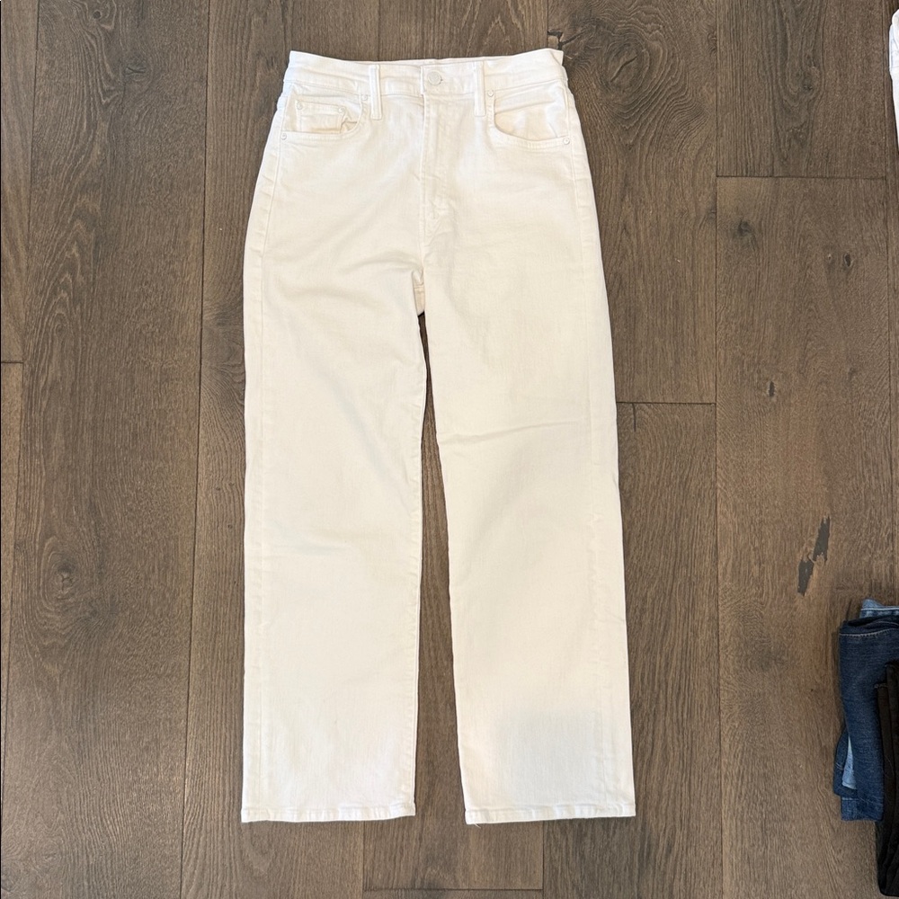MOTHER Cream Rambler Zip Ankle Jeans